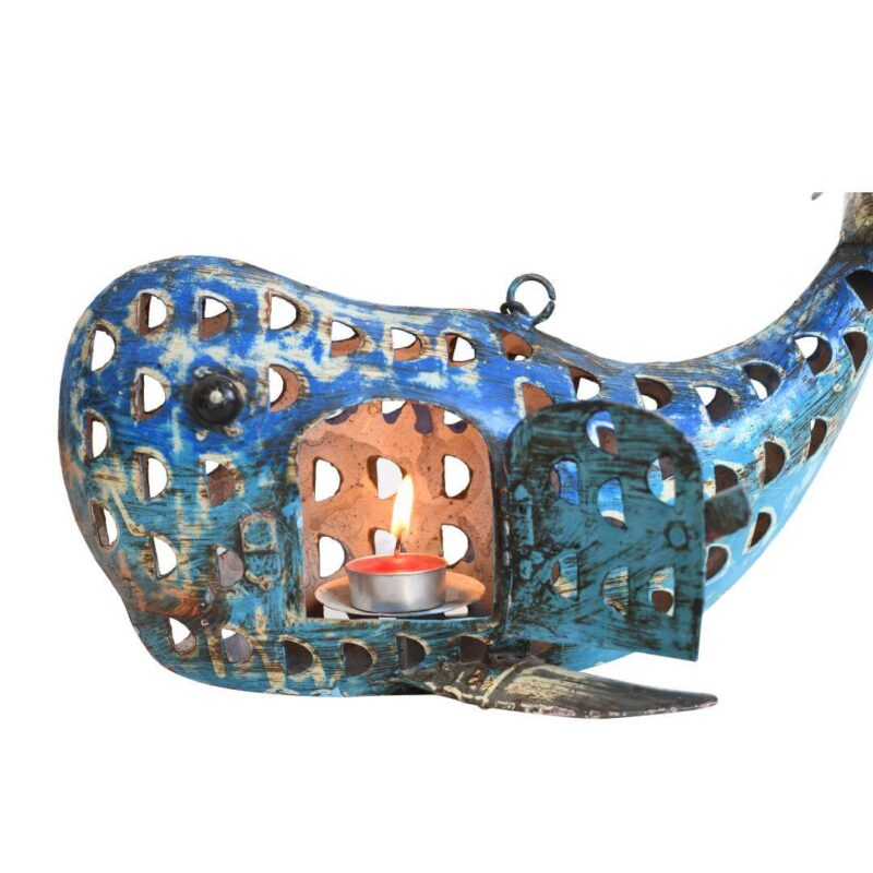 Recycled Iron Whale Tealight Lantern - Image 2