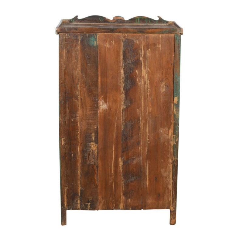 Antique Indian 1920s Teak Wood Glass Almirah Cabinet – Kitchen or Bathroom Storage - Image 5