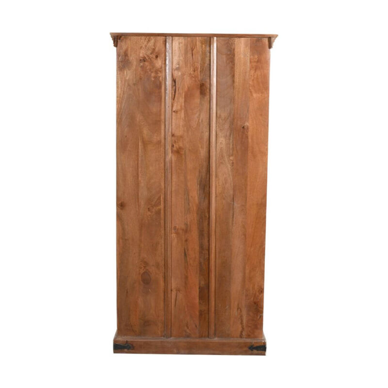 Vintage Indian Teak Wood Reclaimed Jali Door Cabinet – Distressed White Display Cupboard - Image 5