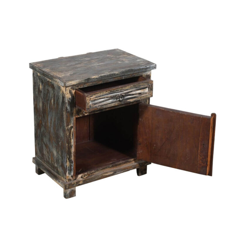 Fine Pair of Indian Teak Wood Bedside Cabinets with Original Patina - Image 7