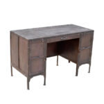 Front View Restored Iron Industrial Desk