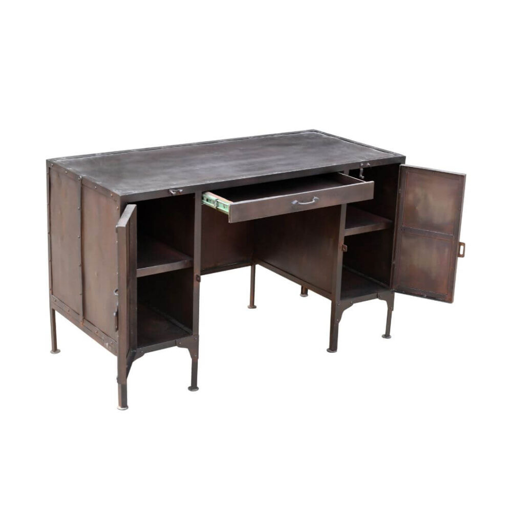 Rare Antique Indian Iron Industrial Desk - Restored 1930s Mill Desk - Image 2