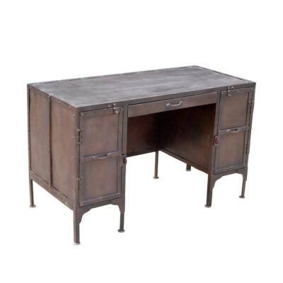 Front View Restored Iron Industrial Desk
