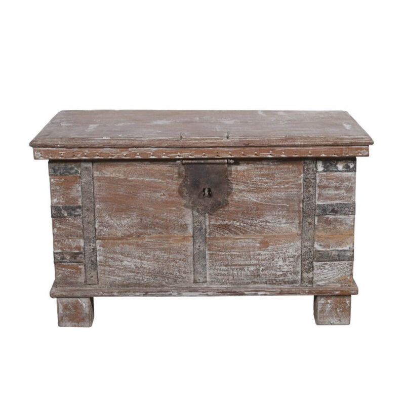 Antique Indian Teak Wood Coffee Table Storage Chest - 19th Century - Image 3