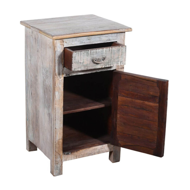 Fine Vintage Pair of Indian Bedside Cabinets - Reclaimed Wood with Patina - Image 7