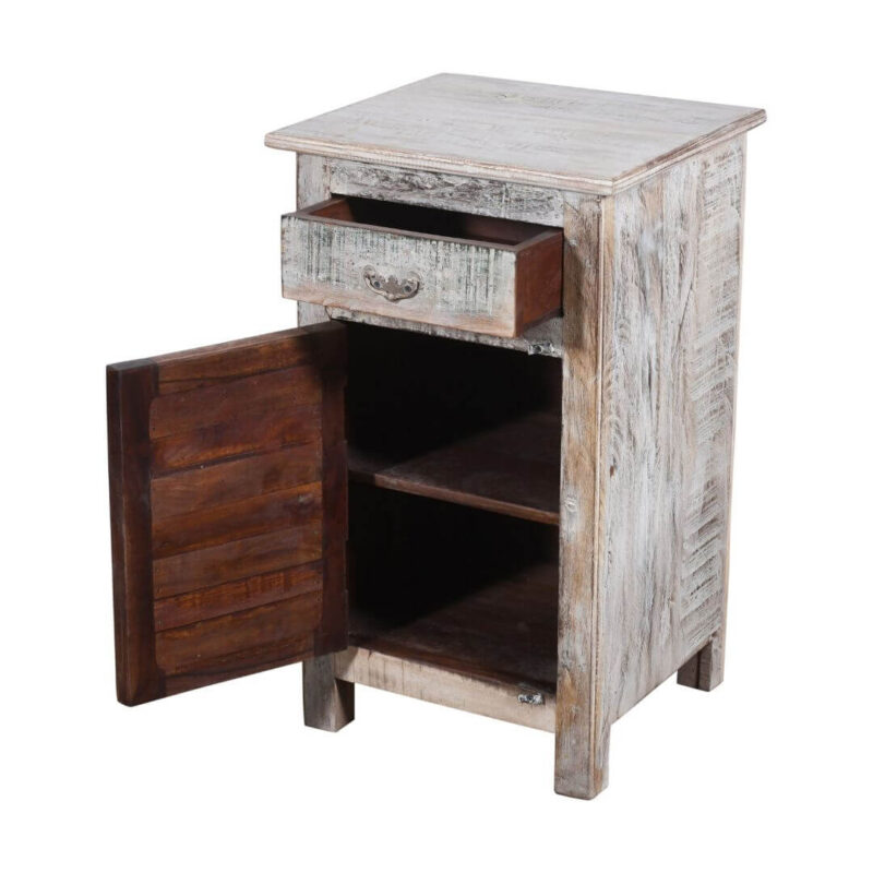 Fine Vintage Pair of Indian Bedside Cabinets - Reclaimed Wood with Patina - Image 3