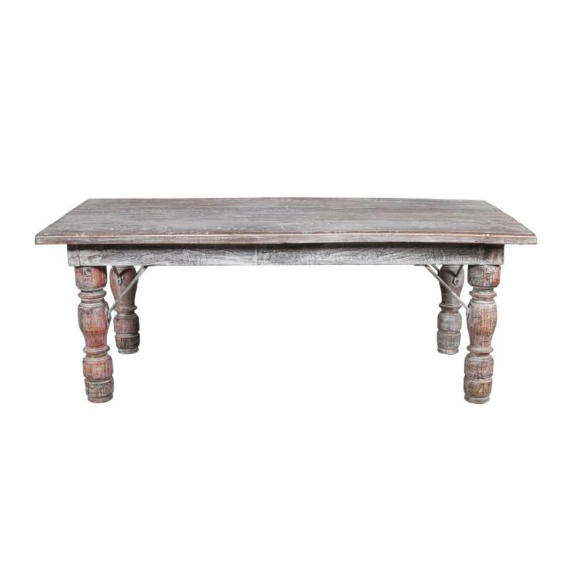 Antique Indian Teak Wood Patak Dining Table - 1900s - Image 4