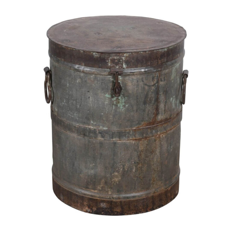 Antique Indian Iron Rice/Grain Storage Bin - Vintage Log Bin - 36 x 36 x 50 CM - Image 3