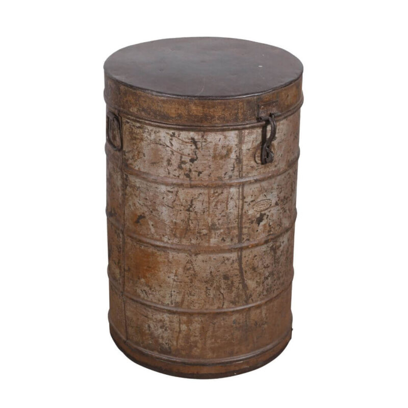 Antique Indian Iron Rice/Grain Storage Bin - Vintage Log Bin - 44 x 44 x 66 CM - Image 2