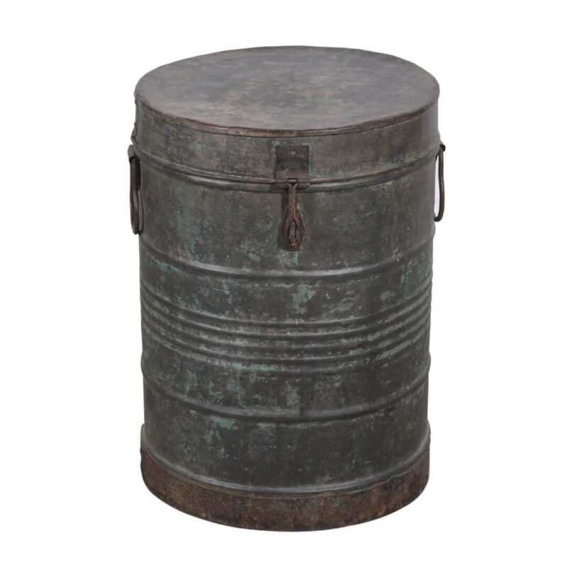 Antique Indian Iron Rice/Grain Storage Bin - Vintage Log Bin - 32 x 32 x 44 CM