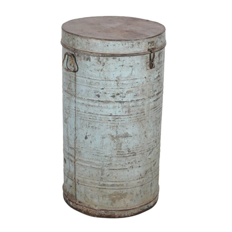 Antique Indian Iron Rice/Grain Storage Bin - Vintage Log Bin - 48 x 48 x 88 CM - Image 2