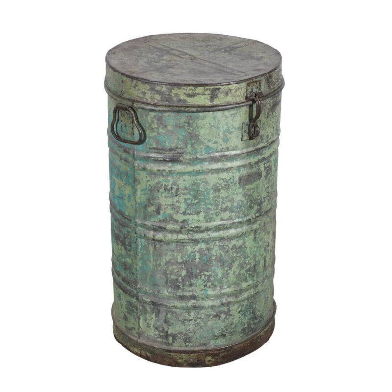 Antique Indian Iron Rice/Grain Storage Bin - Vintage Log Bin - 38 x 38 x 66 CM - Image 2