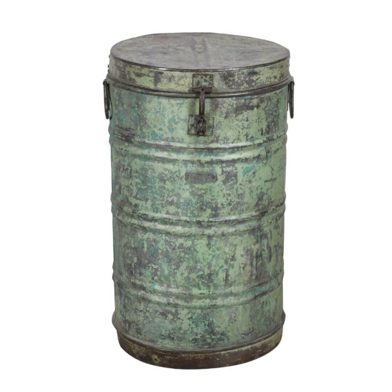 Antique Indian Iron Rice/Grain Storage Bin - Vintage Log Bin - 38 x 38 x 66 CM - Image 3