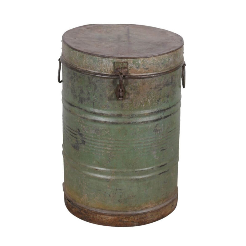 Antique Indian Iron Rice/Grain Storage Bin - Vintage Log Bin - 38 x 38 x 56 CM - Image 2