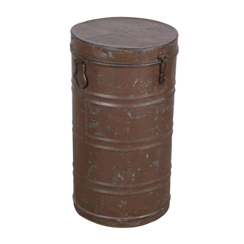 Antique Indian Iron Rice/Grain Storage Bin - Vintage Log Bin - 37 x 37 x 67 CM - Image 2