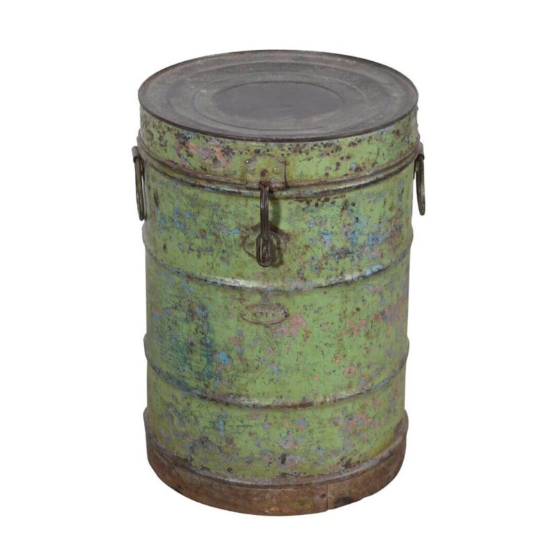 Antique Indian Iron Rice/Grain Storage Bin - Vintage Log Bin - 33 x 33 x 47 CM - Image 3