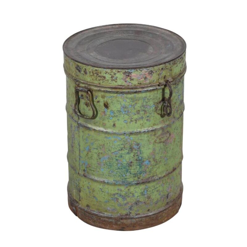 Antique Indian Iron Rice/Grain Storage Bin - Vintage Log Bin - 33 x 33 x 47 CM