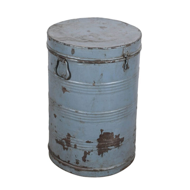 Antique Indian Iron Rice/Grain Storage Bin - Vintage Log Bin - 43 x 43 x 65 CM - Image 3