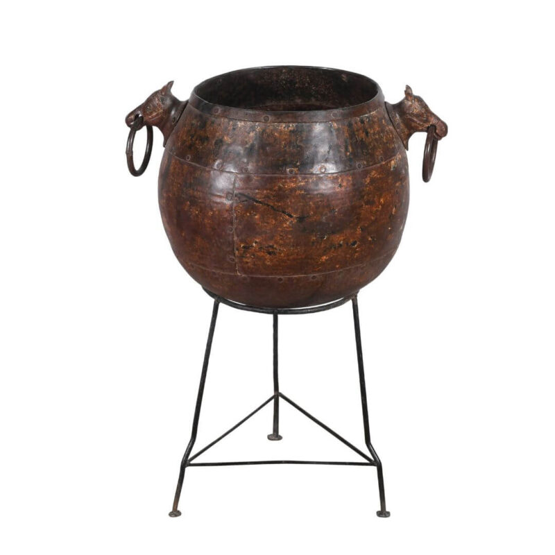 A frontal view of the beautiful and unique Vintage Indian Water Pot