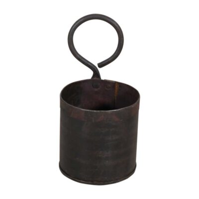 Vintage Indian Iron Single Veggie Pot – Plant Pot, Toothbrush or Utensil Holder (11 x 11 x 21cm)