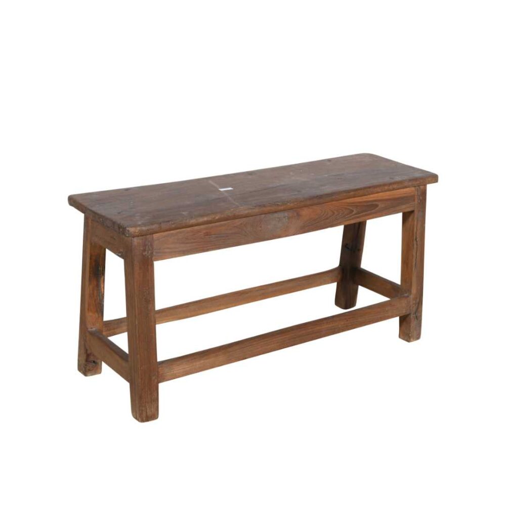 Antique Indian Teak Wood Hall Bench – Weathered Chestnut Oak (c1930)