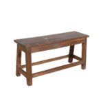 Antique Indian Teak Wood Hall Bench – Weathered Chestnut Oak (c1930)