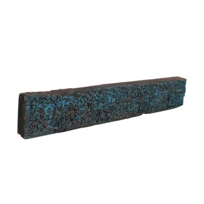 Antique Teal Carved Indian Teak Coat Hook Panel – 19th Century Rajasthan
