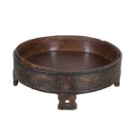 Antique Indian Teak Wood Chakki Coffee Table Grinder – 19th Century Rajasthan (67cm)