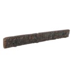 Antique Verdigris & Cocoa Teak Carved Coat Hook Panel with Black Iron Hooks – Indian Vintage Scrollwork (116cm)