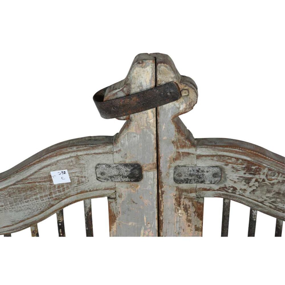 Antique Grey Patina Teak Indian Garden Dog Gates – 19th Century Gujarat Pair - Image 2