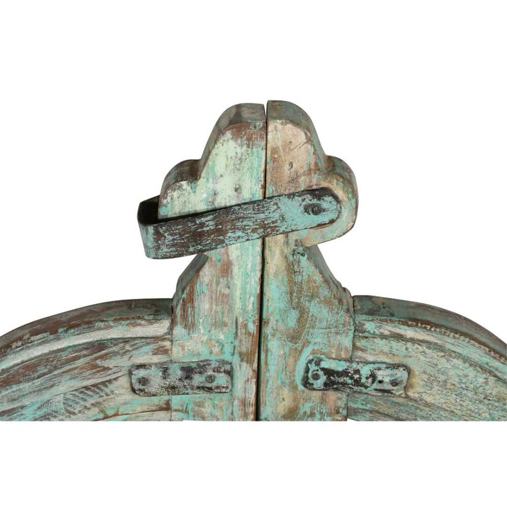 Antique Verdigris Green Teak Indian Garden Dog Gates – 19th Century Gujarat Pair - Image 3
