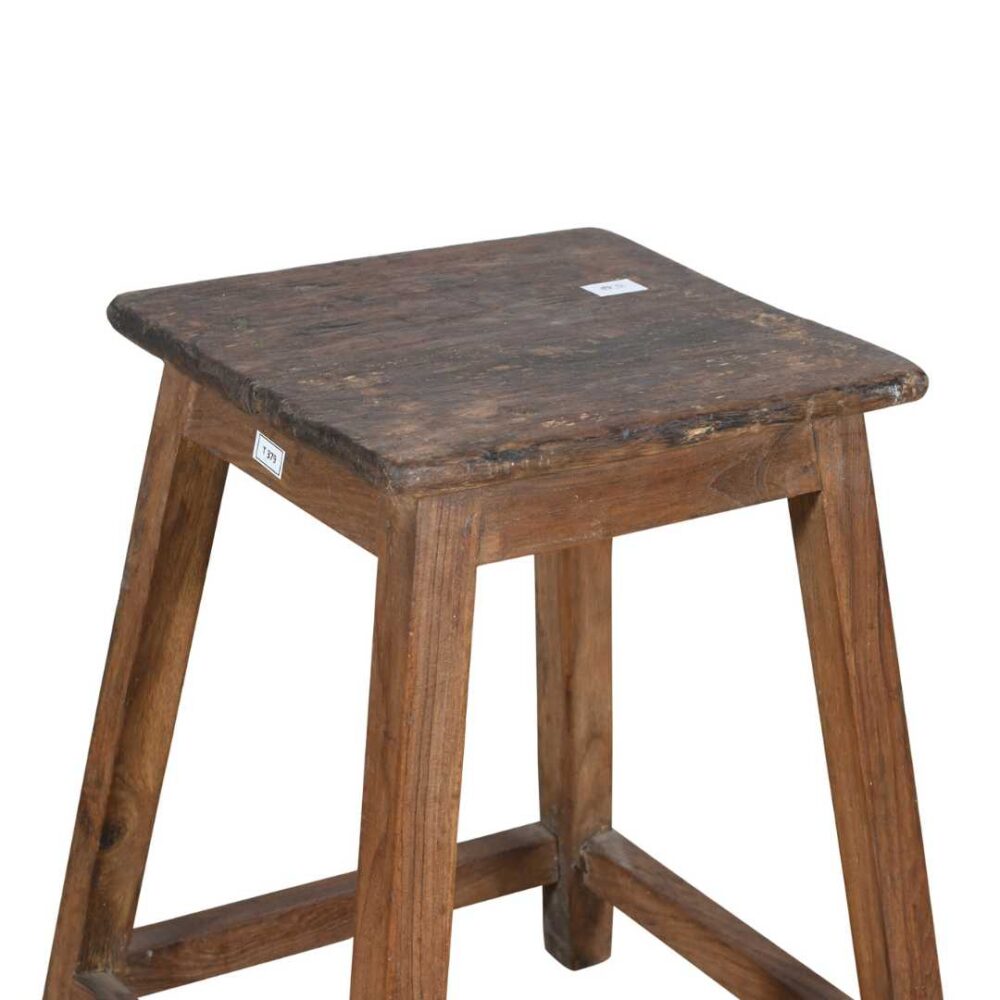 Vintage Rich Walnut Teak Indian Stool or Pot Plant Stand – 54cm - Image 2