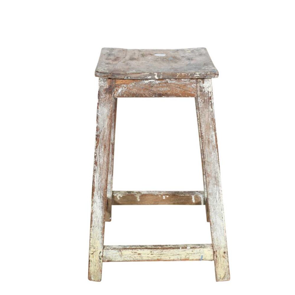 Vintage Whitewashed Teak Indian Stool or Pot Plant Stand - Image 3