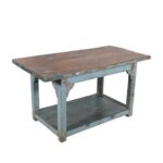 Antique Blue Patina Teak Industrial Kitchen Table Work Bench – Gujarat c1880