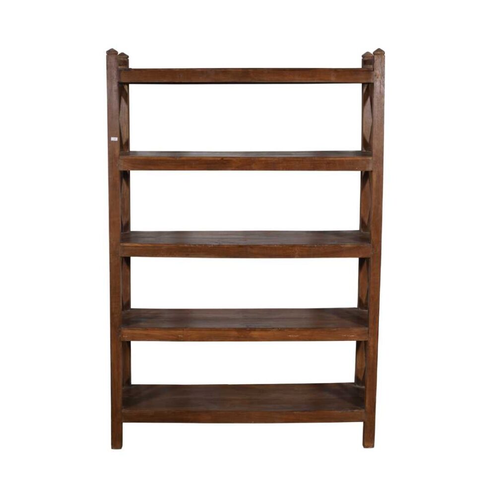 Antique Dark Walnut Teak Industrial Kitchen Storage Pan Rack – c1900 - Image 4