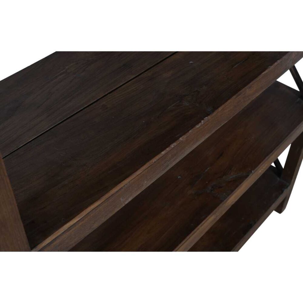 Antique Dark Walnut Teak Industrial Kitchen Storage Pan Rack – c1900 - Image 3