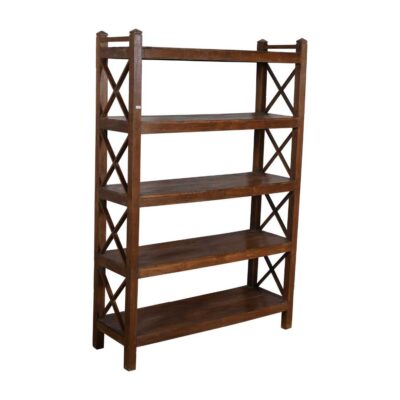 Antique Dark Walnut Teak Industrial Kitchen Storage Pan Rack – c1900