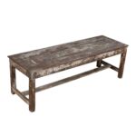 Antique Weathered Grey & Walnut Teak Industrial Kitchen Patak Work Bench – Gujarat c1880