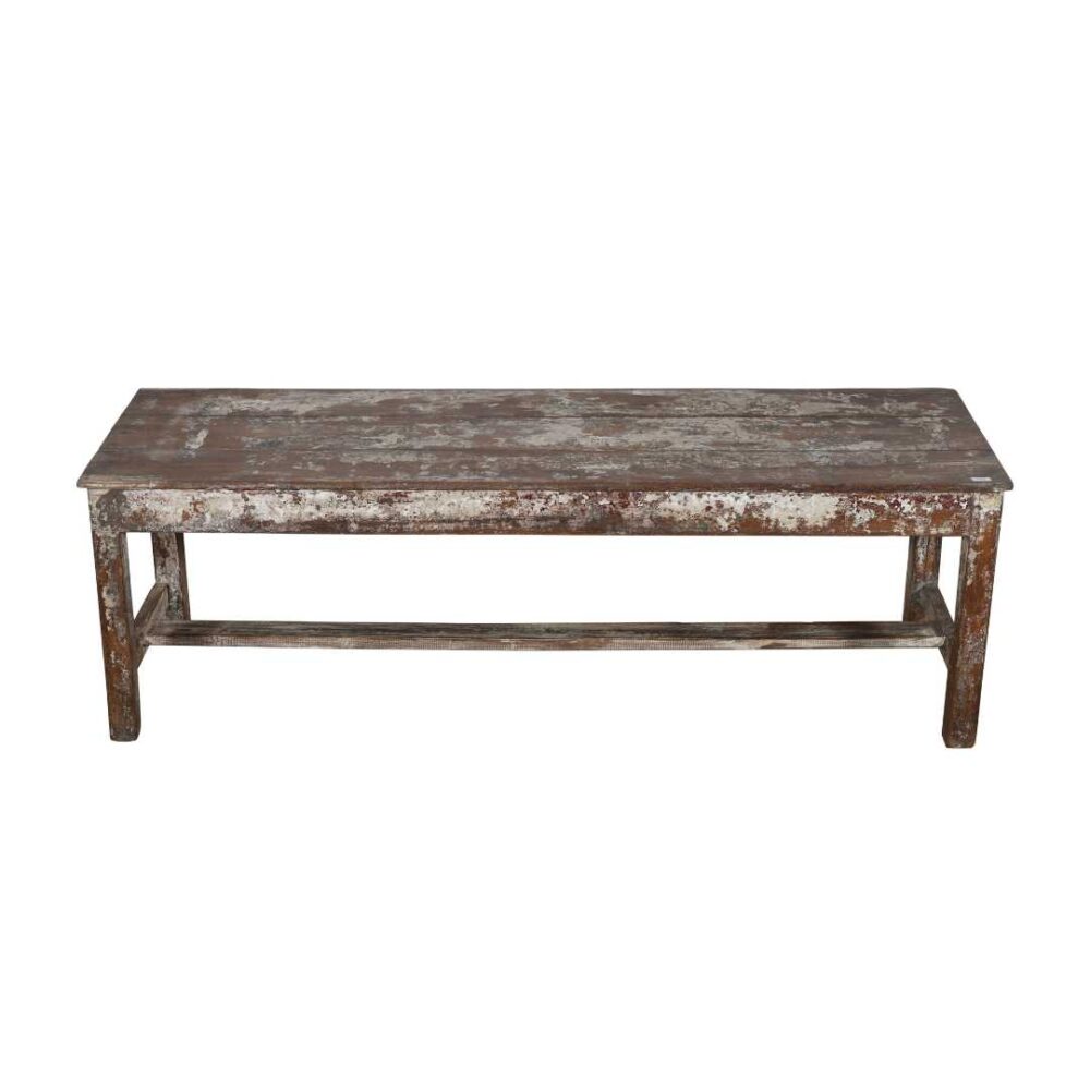 Antique Weathered Grey & Walnut Teak Industrial Kitchen Patak Work Bench – Gujarat c1880 - Image 2