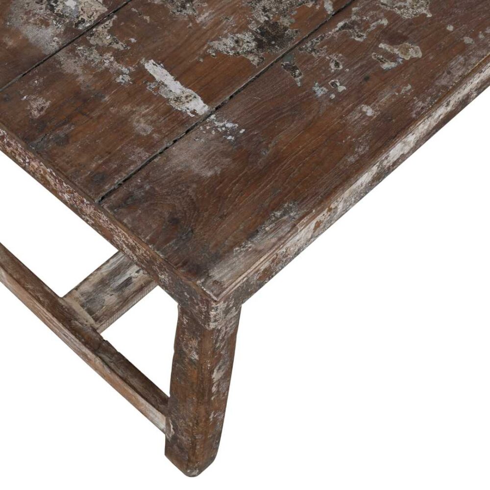 Antique Weathered Grey & Walnut Teak Industrial Kitchen Patak Work Bench – Gujarat c1880 - Image 3