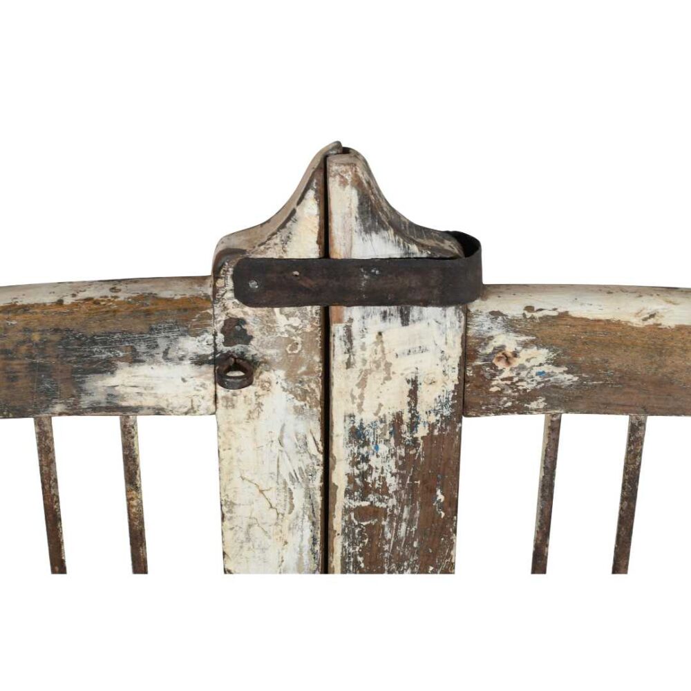 Antique Indian Teak Dog Gates – Distressed White, Blue & Natural Patina, Gujarat c.1880 - Image 3
