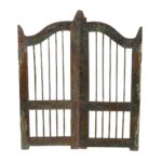 Antique Indian Teak Dog Gates – Distressed Olive Green & Rustic Brown, Gujarat c.1880