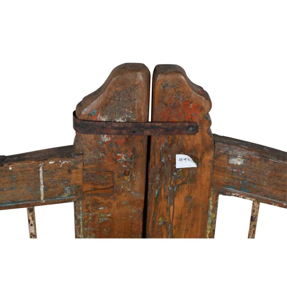 Antique Indian Teak Dog Gates – Rustic Ochre, Verdigris & Terracotta Patina, Gujarat c.1880 - Image 2