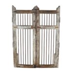 Antique Indian Teak Dog Gates – Weathered Grey, Brown & Iron Patina, Gujarat c.1880