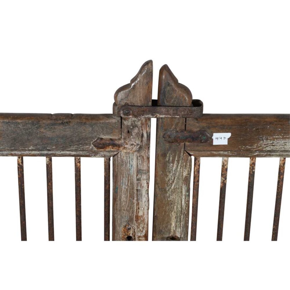 Antique Indian Teak Dog Gates – Weathered Grey, Brown & Iron Patina, Gujarat c.1880 - Image 2