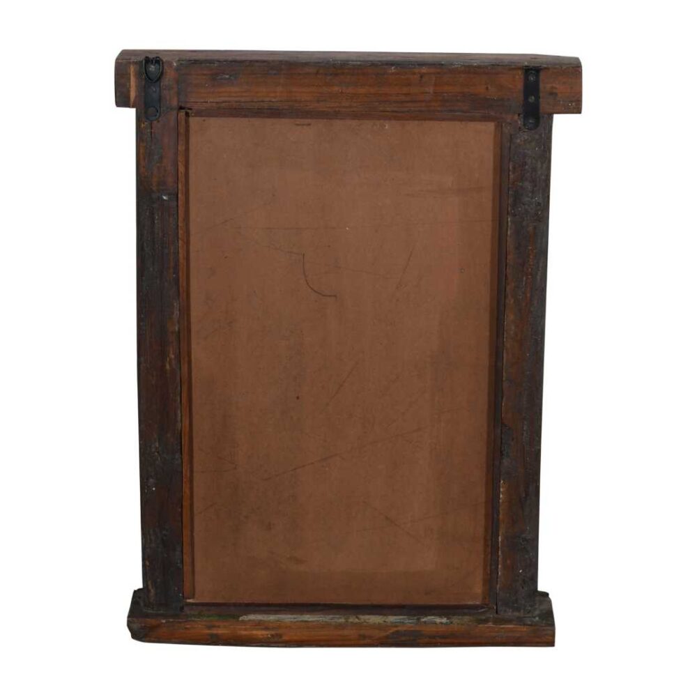 Antique Multi-Coloured Indian Teak Wood Shutter Window Mirror - Weathered Blue White Green Paint - Image 3
