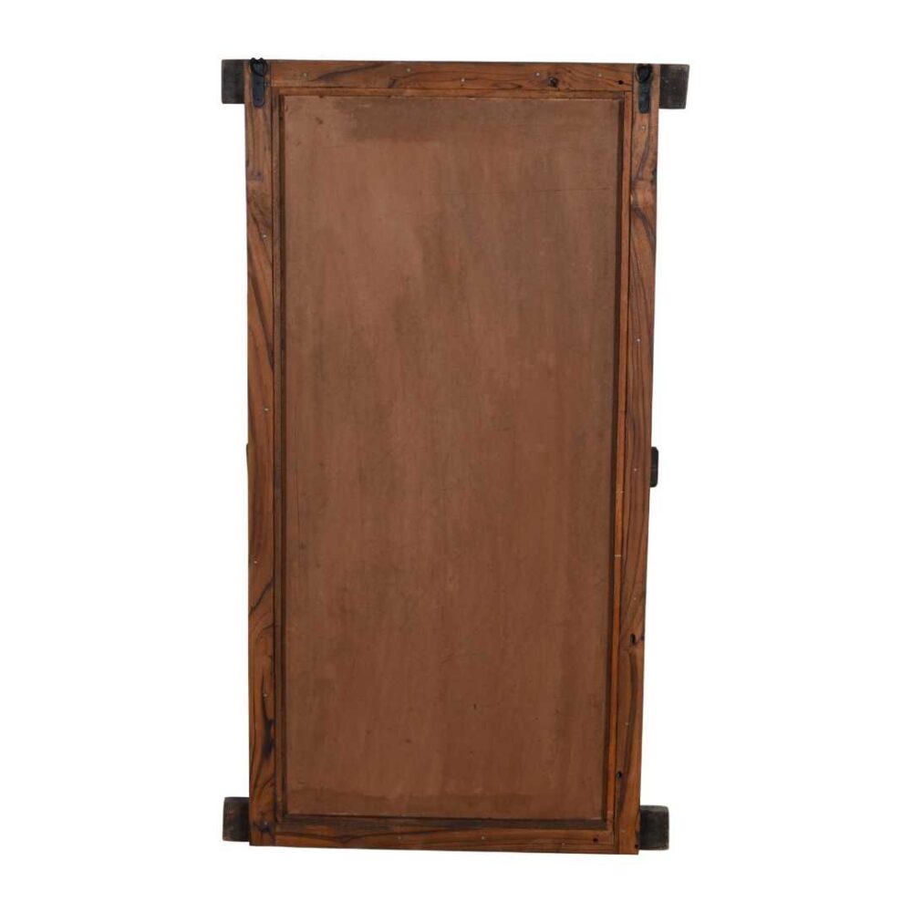 Antique Turquoise & Teak Double Shutter Mirror – Original Indian Patina - Image 4