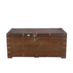 Antique Chestnut Teak & Brass Bound Dowry Treasure Chest Coffee Side Table – Gujarat c19th Century
