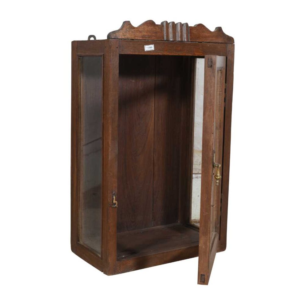 Antique Rich Walnut Teak Wall Mounted Spice or Medicine Cabinet – India c1920 - Image 2
