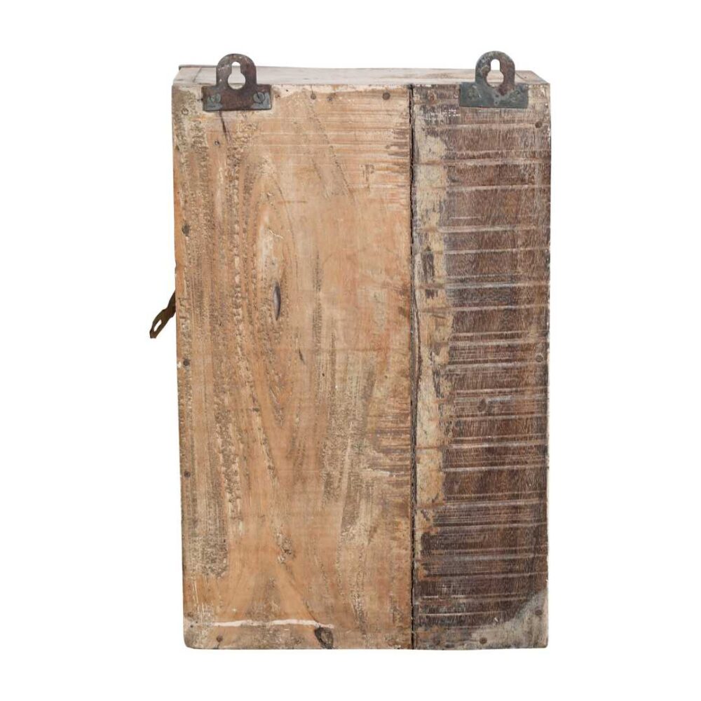 Antique Whitewashed Teak Wall Mounted Spice or Medicine Cabinet – India c1920 - Image 2